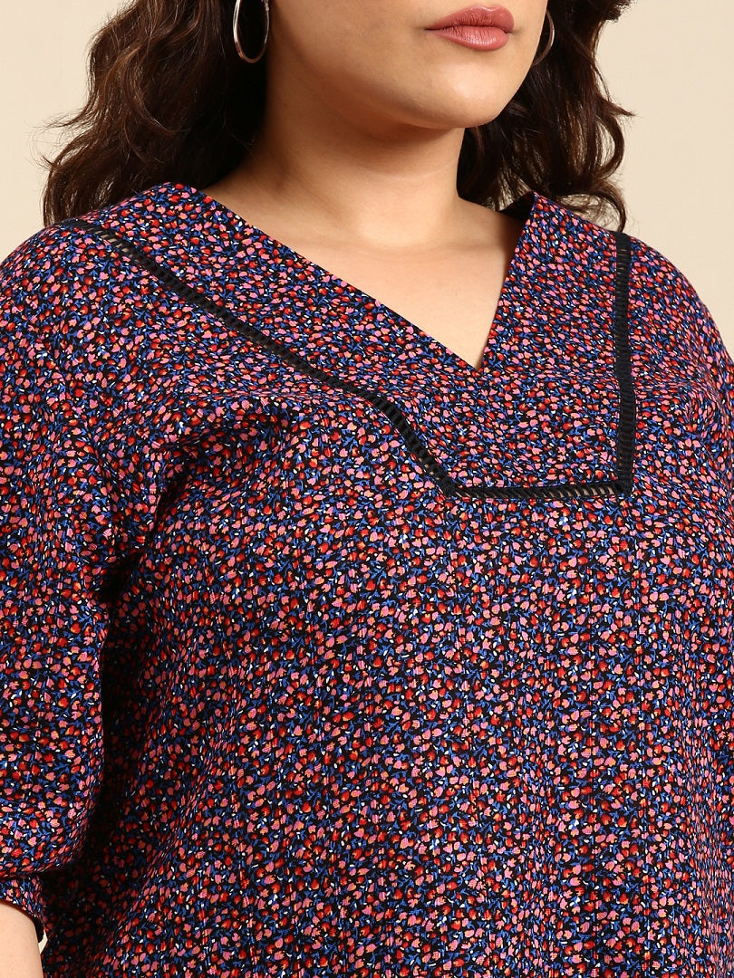 MULTI COLOR DITSY FLORAL PRINTED TOP