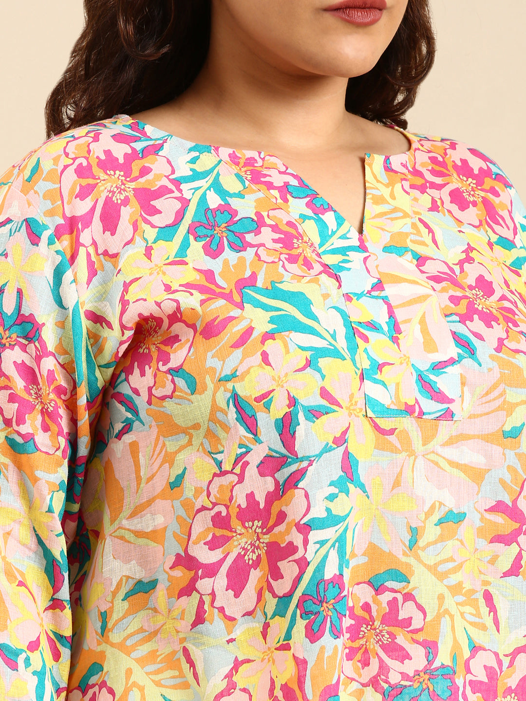MULTI COLOR FLORAL DESIGNER FRONT PLACKET TOP