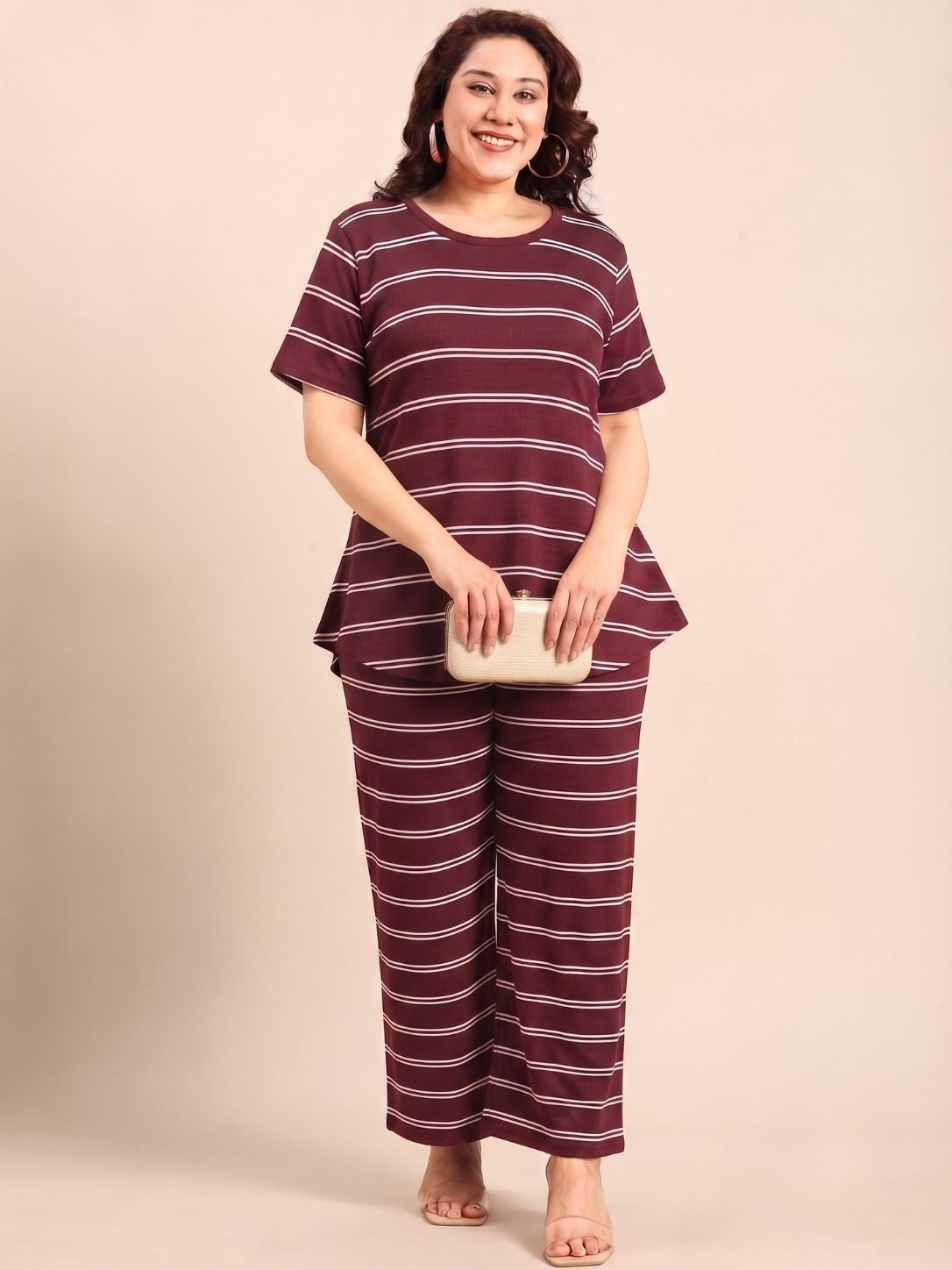 Maroon Striped Co-ord Set