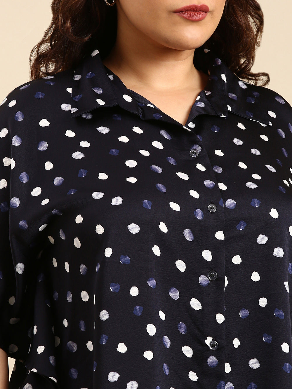 NAVY DOT KAFTAN SHIRT