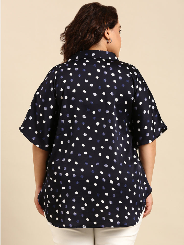 NAVY DOT KAFTAN SHIRT