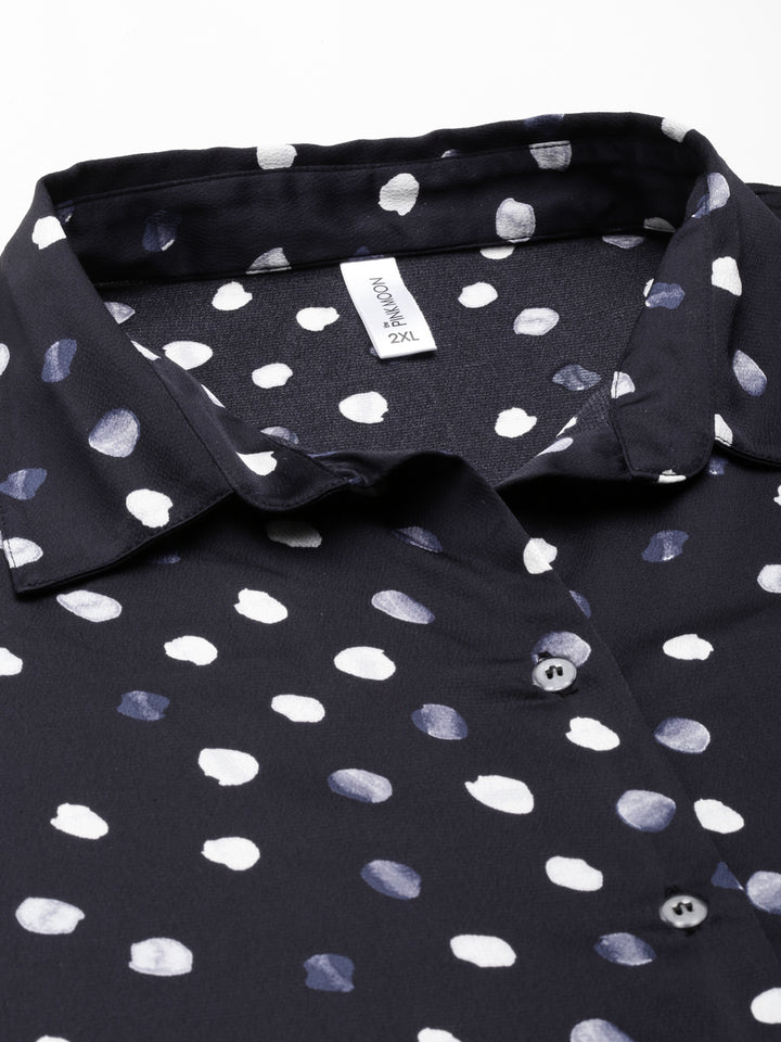 NAVY DOT KAFTAN SHIRT