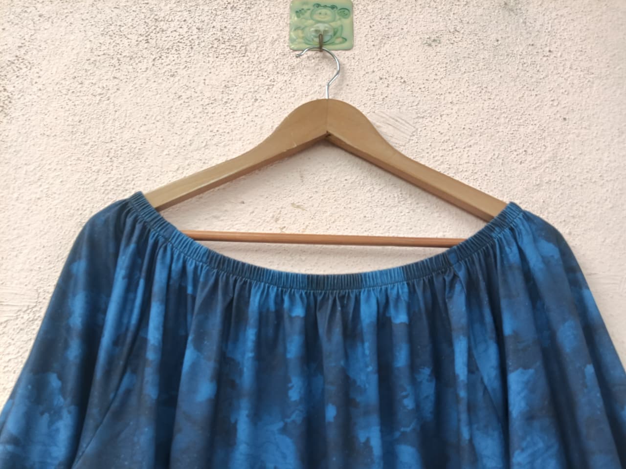 Navy Abstract Off-Shoulder Top