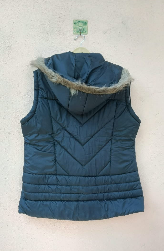 Navy Blue sleeveless quilted puffer-vest Jacket