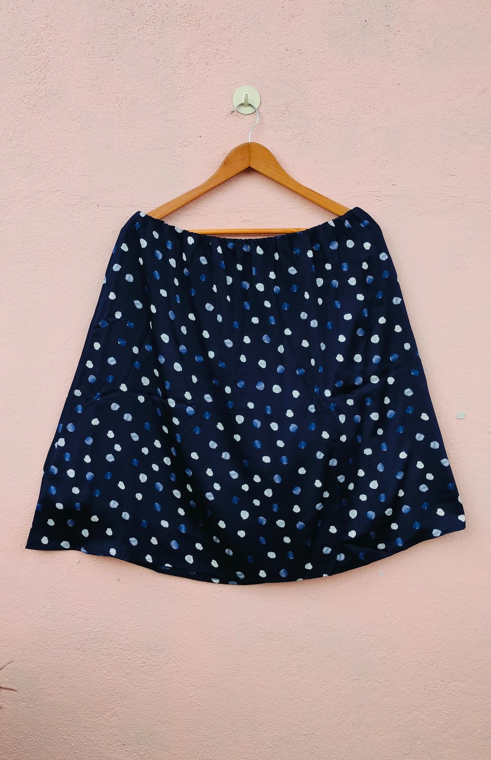 Navy Dot Printed Skirt