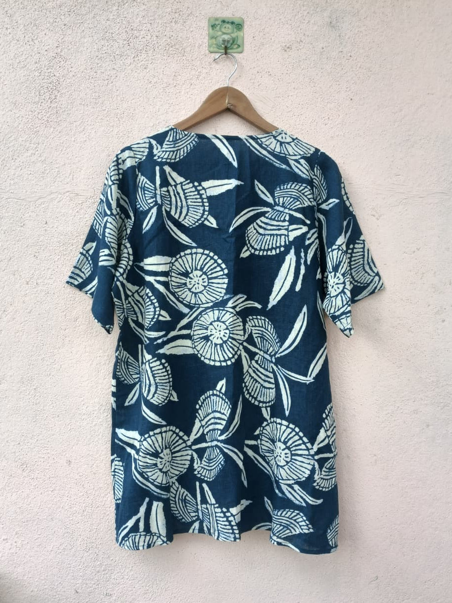 Navy Floral Print Top