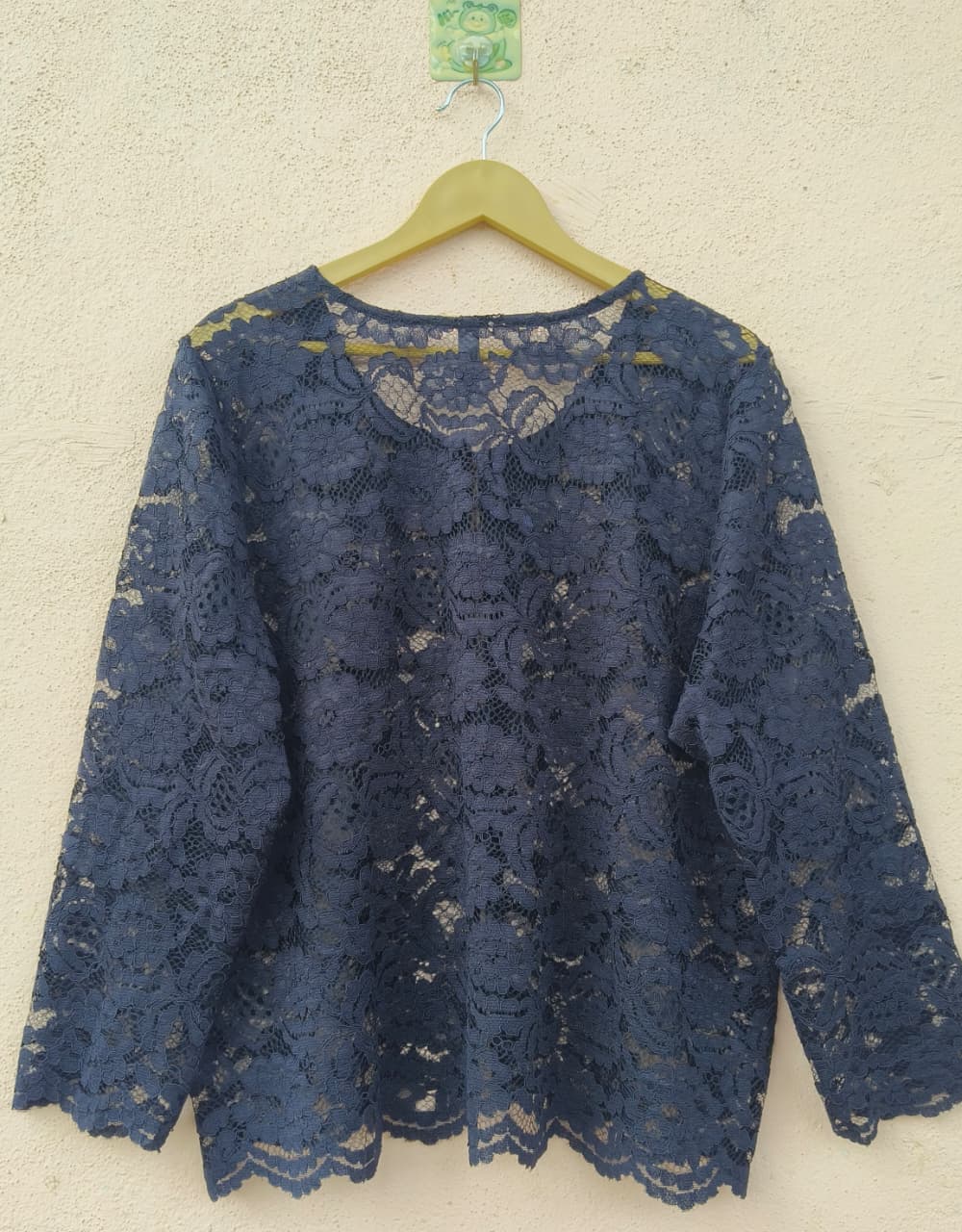 Navy Lace Front Open Shrug