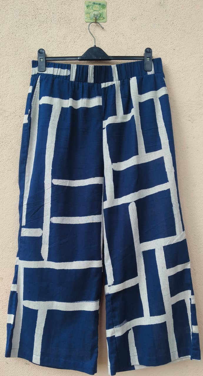 Navy Maze Wide-Leg Palazzo