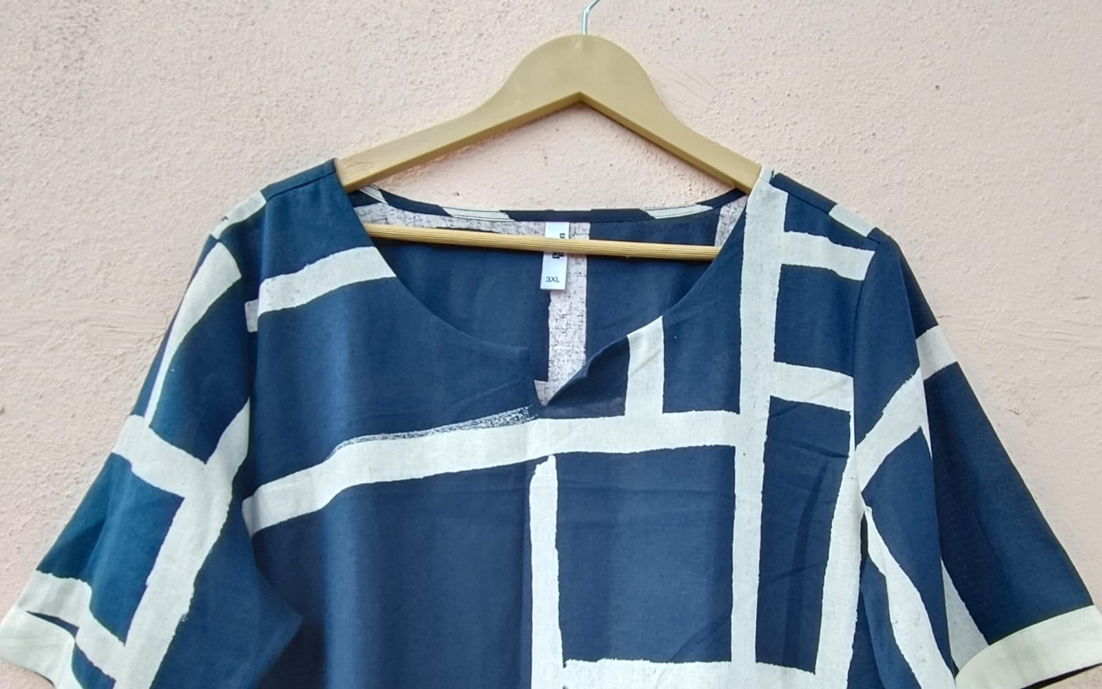 Navy Printed Straight Top