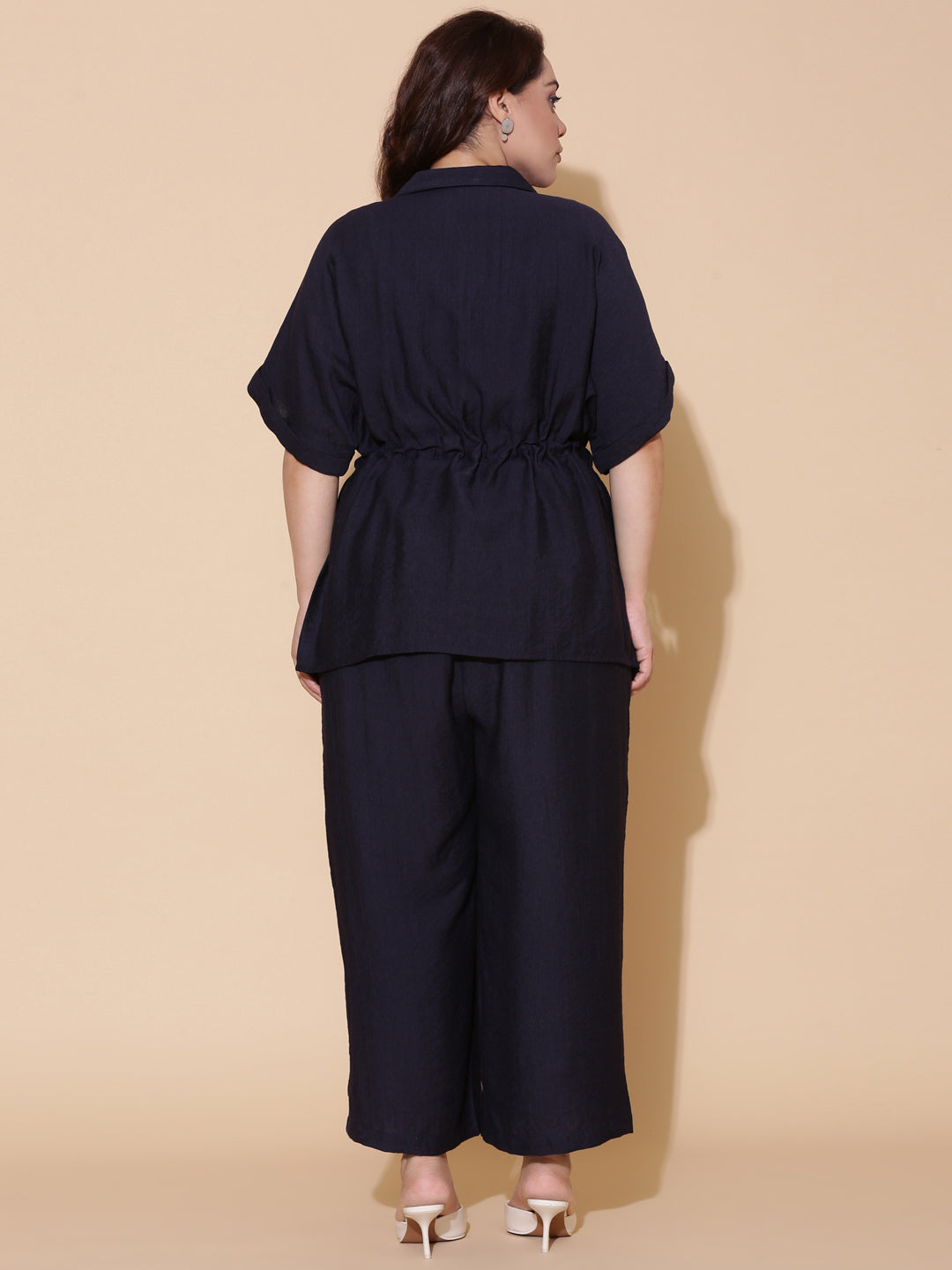 Navy Relaxed Fit Drawstring Shirt