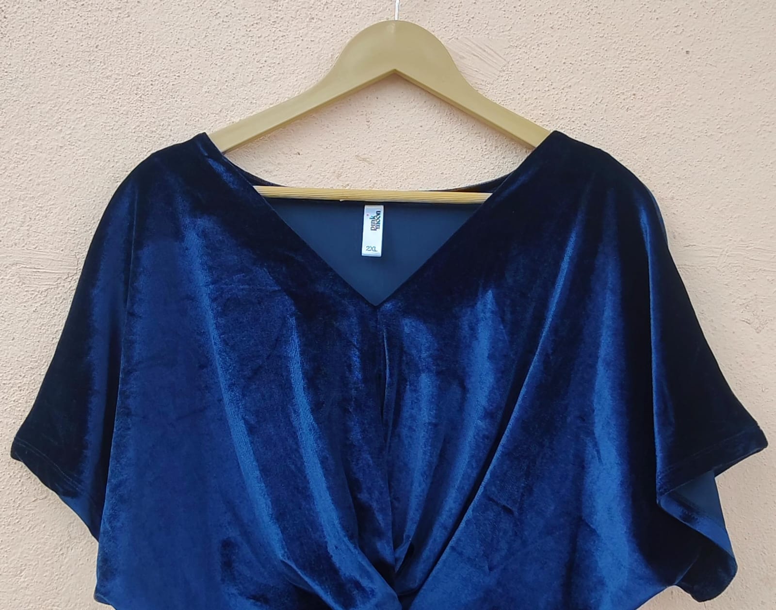 Navy Velvet Knot Midi Dress