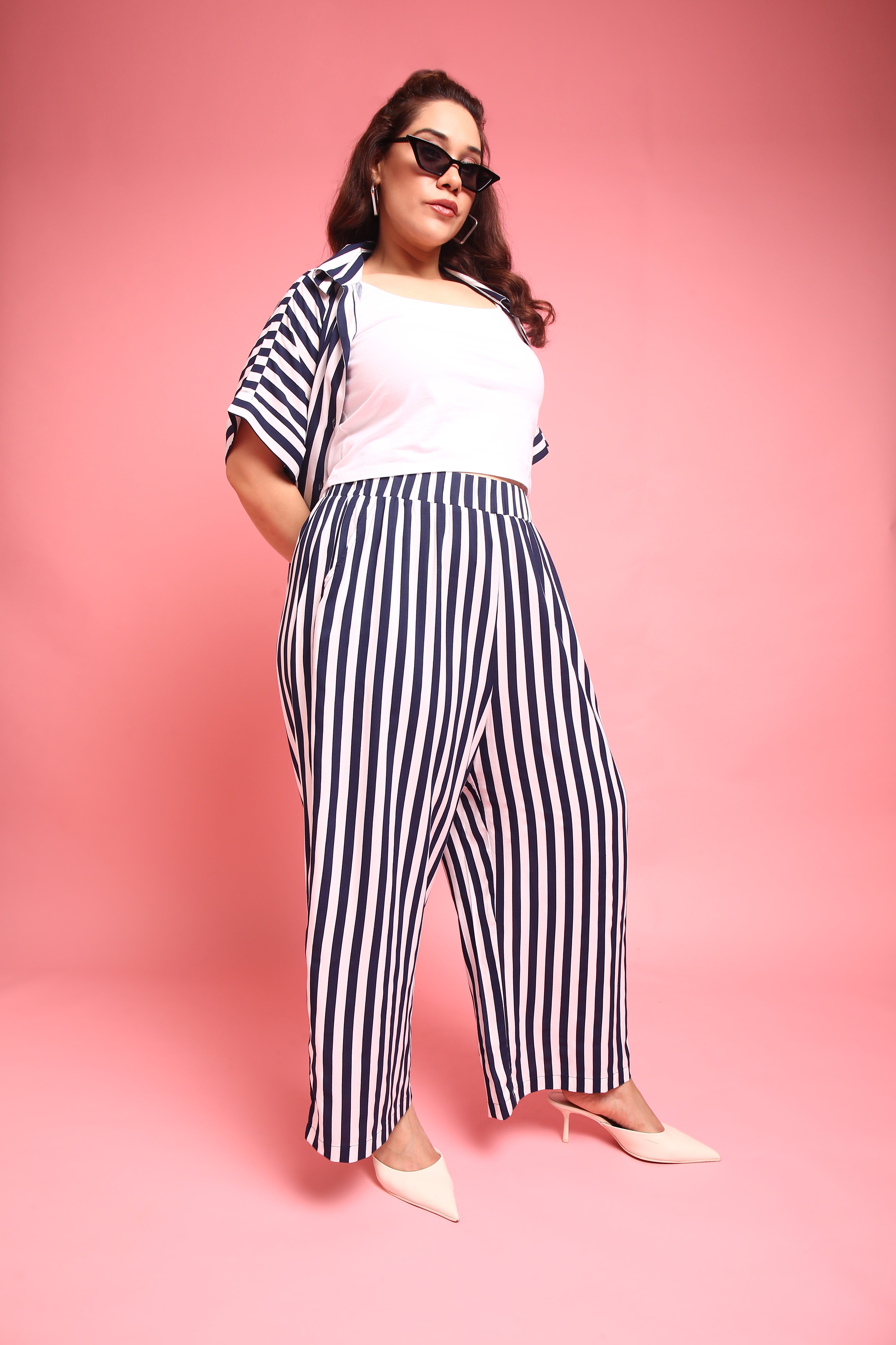 Navy White Stripe Palazzo