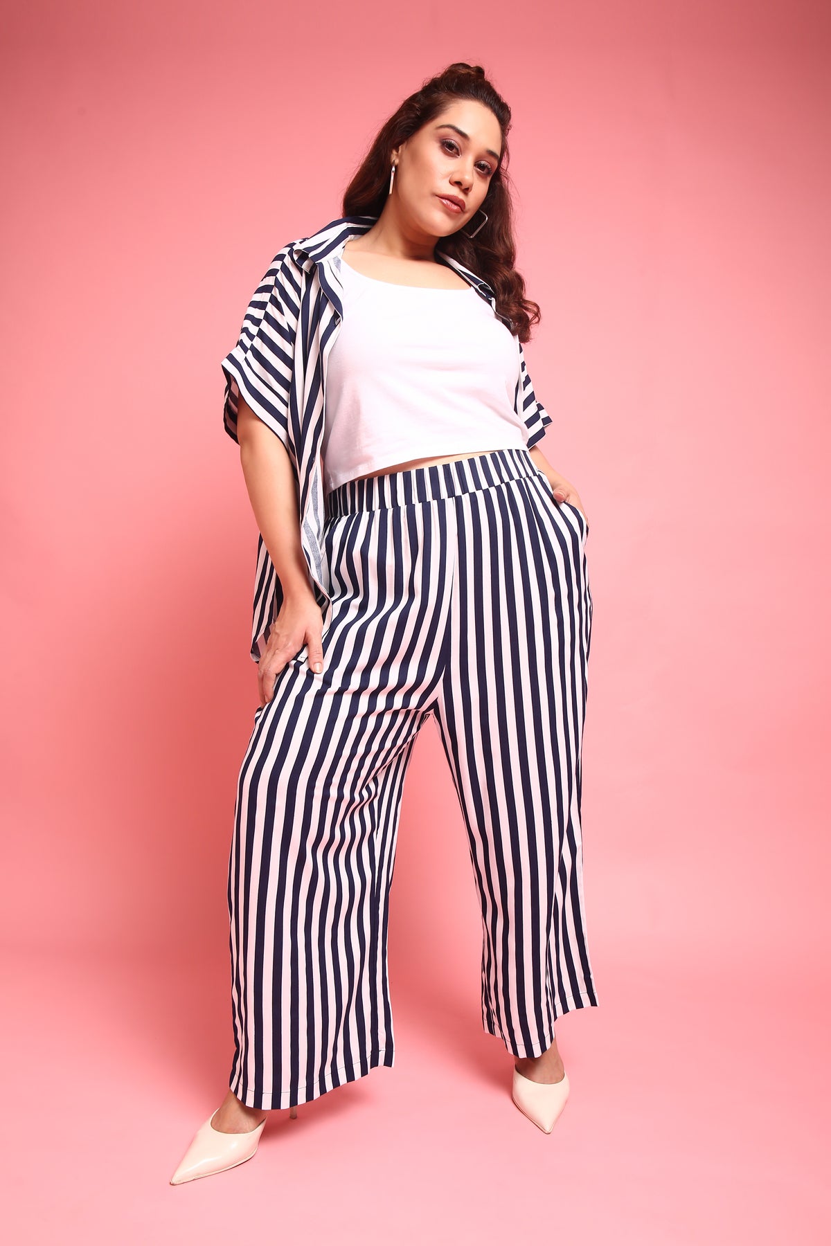 Navy White Stripe Palazzo