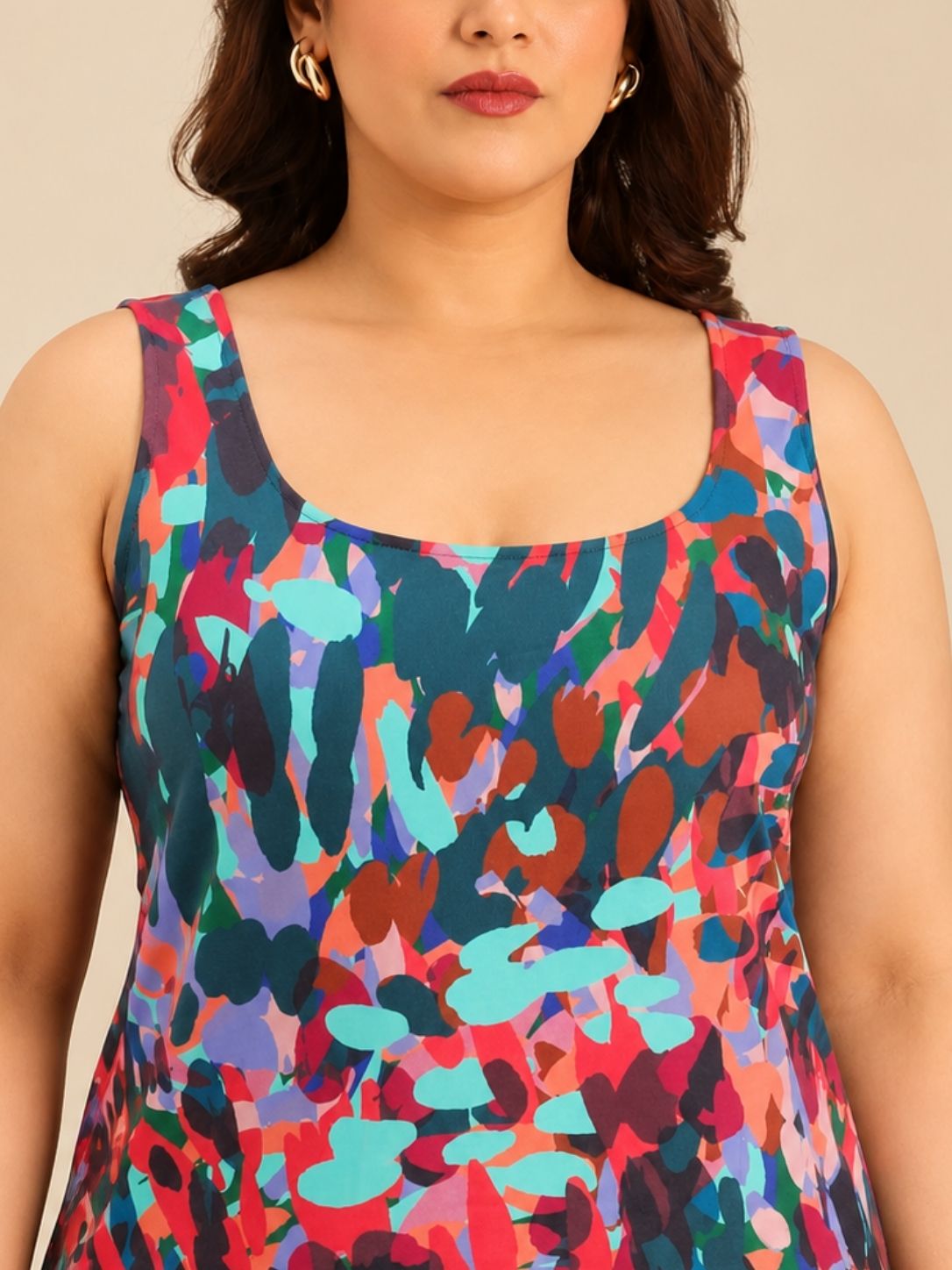Neon Abstract Print Sleeveless Tank Top