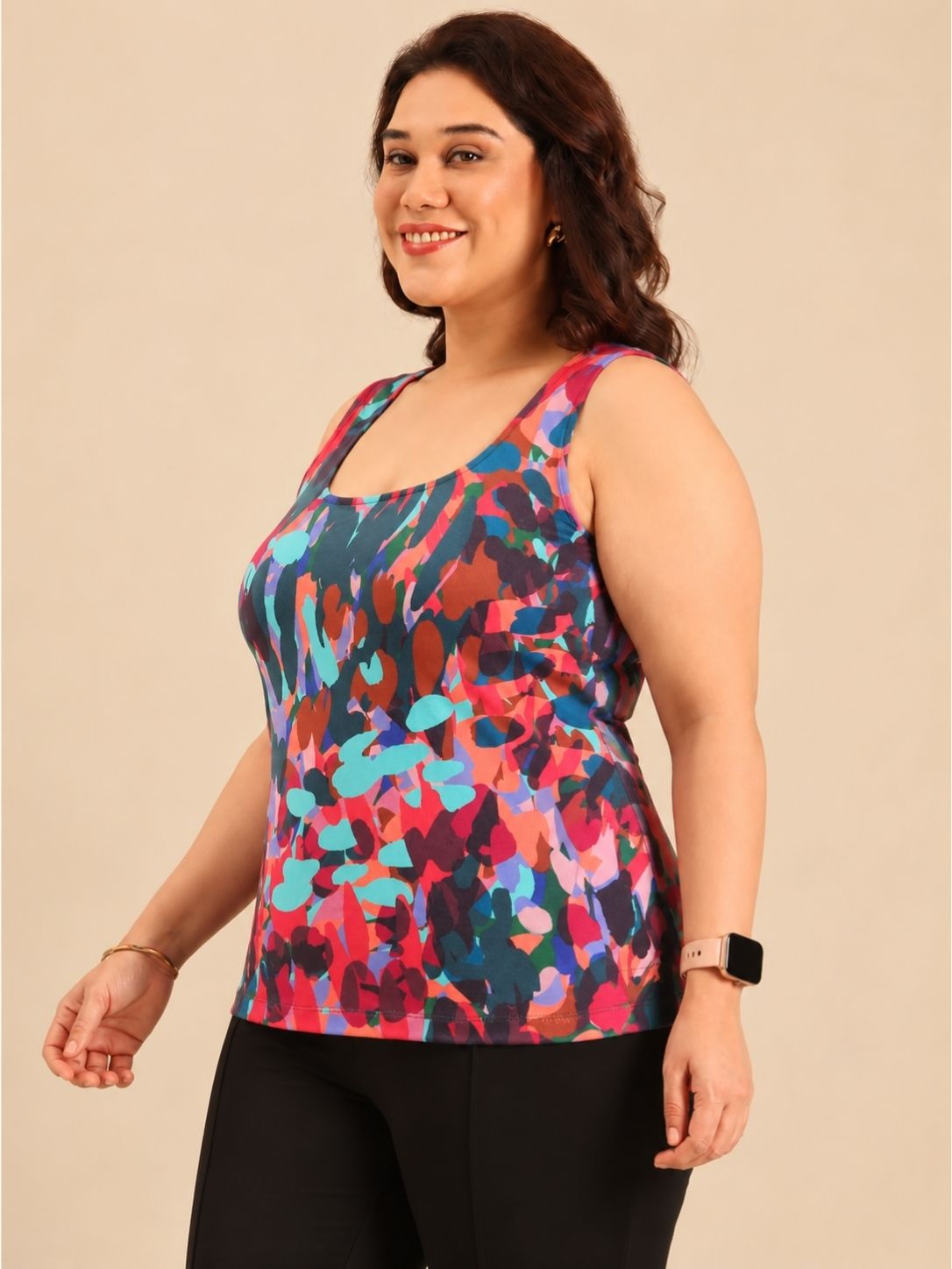 Neon Abstract Print Sleeveless Tank Top