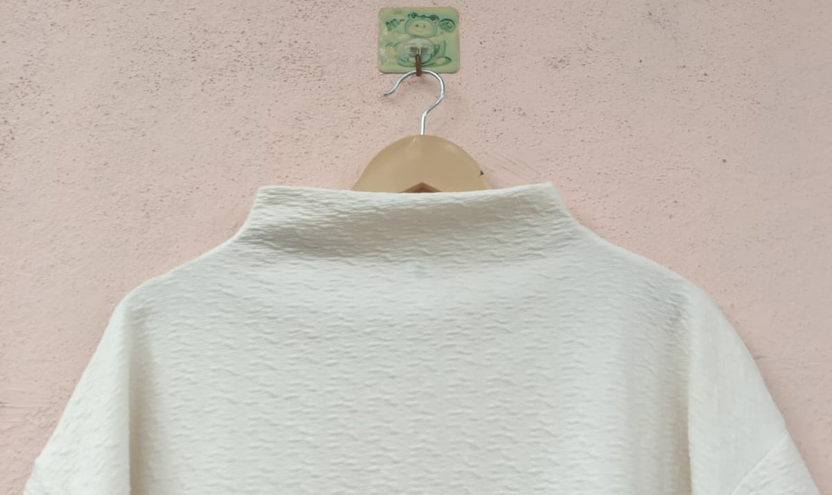 Off-White Mock Neck Boxy Top