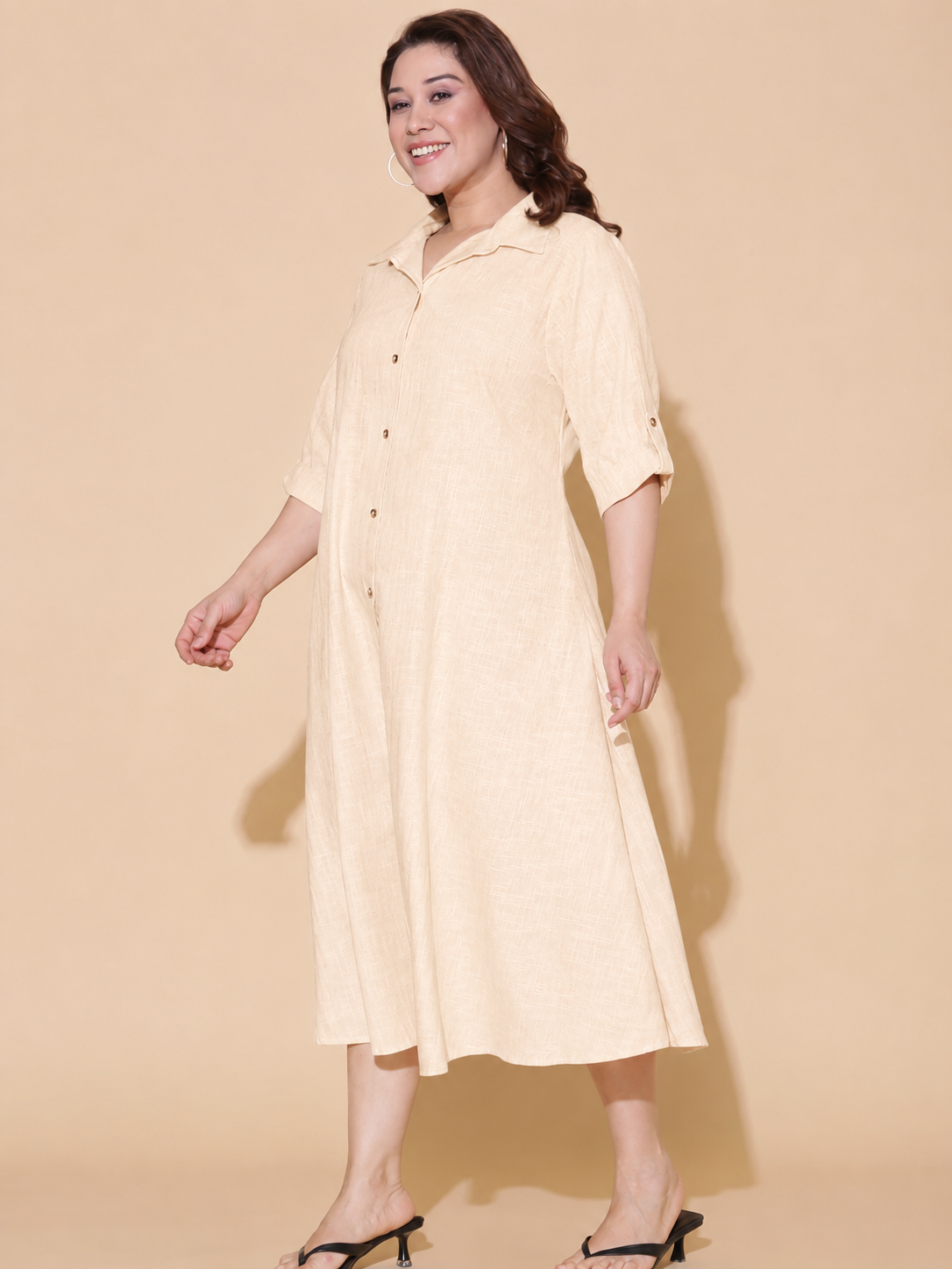 Off White A-Line Shirt Dress