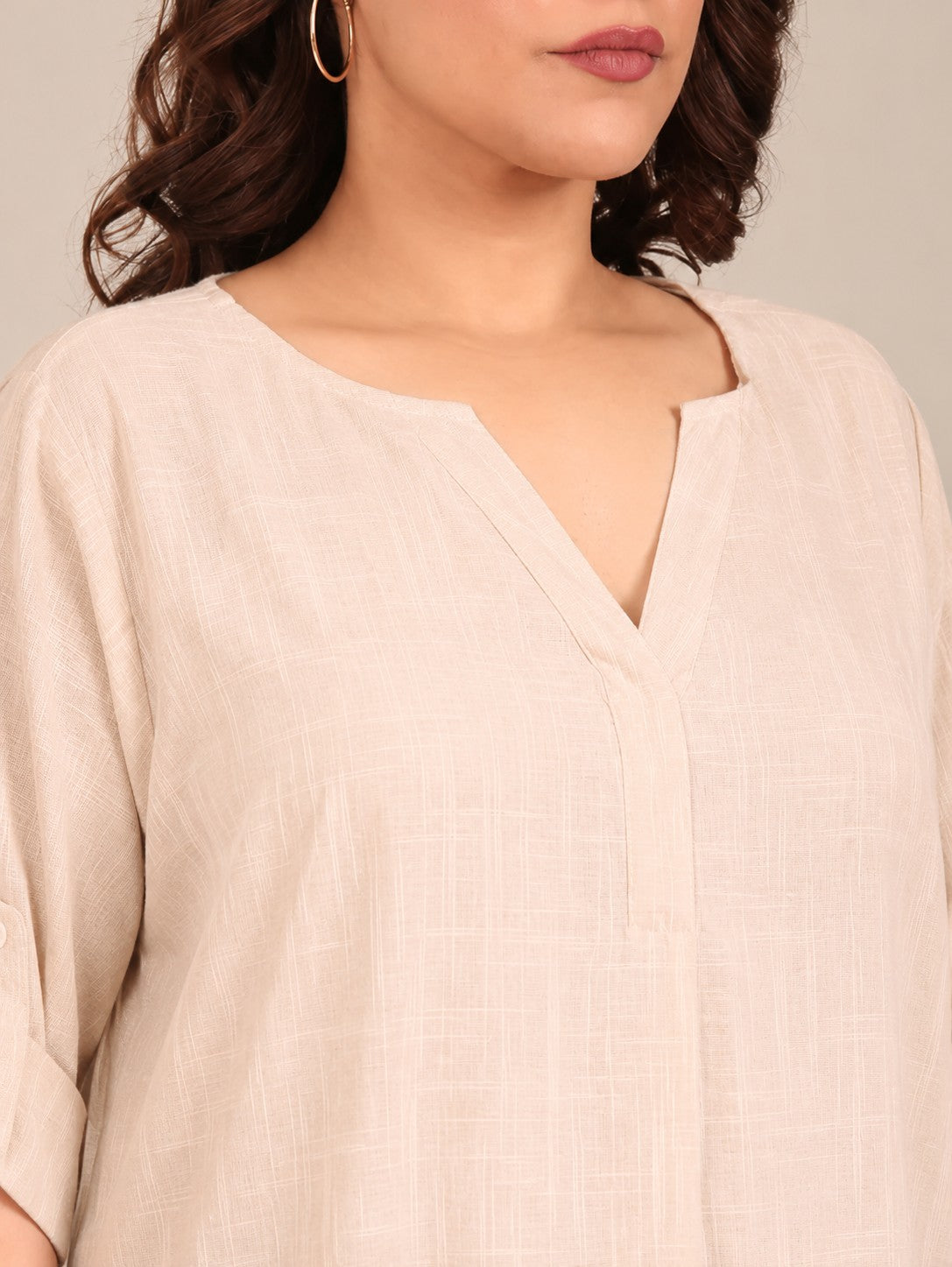 Off White V-Neck Top