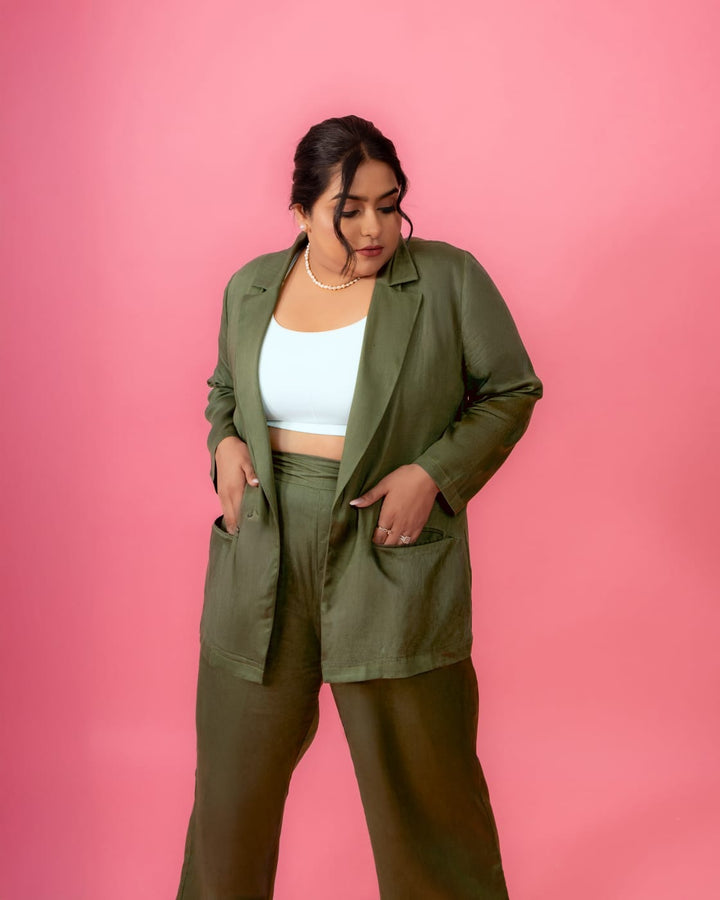 Olive Aura Blazer Set (2 Piece)