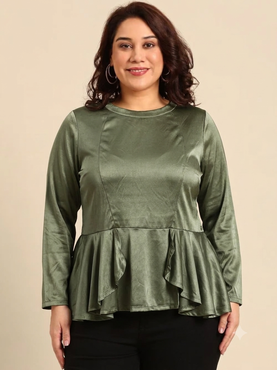 Olive Green Peplum Top