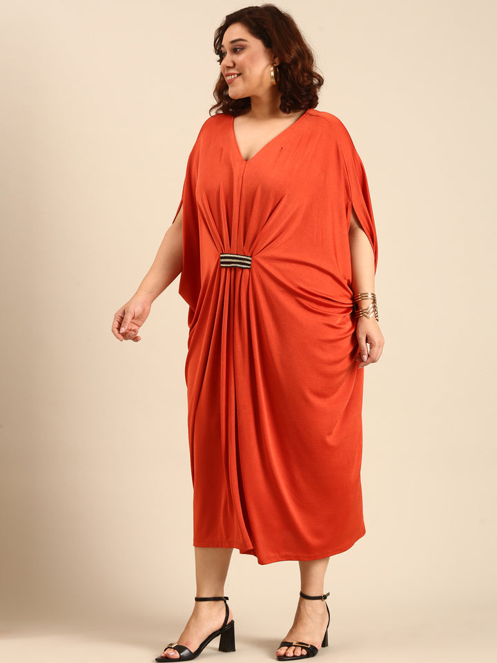 Orange Kaftan Midi Dress2