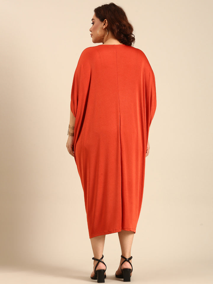 Orange Kaftan Midi Dress4