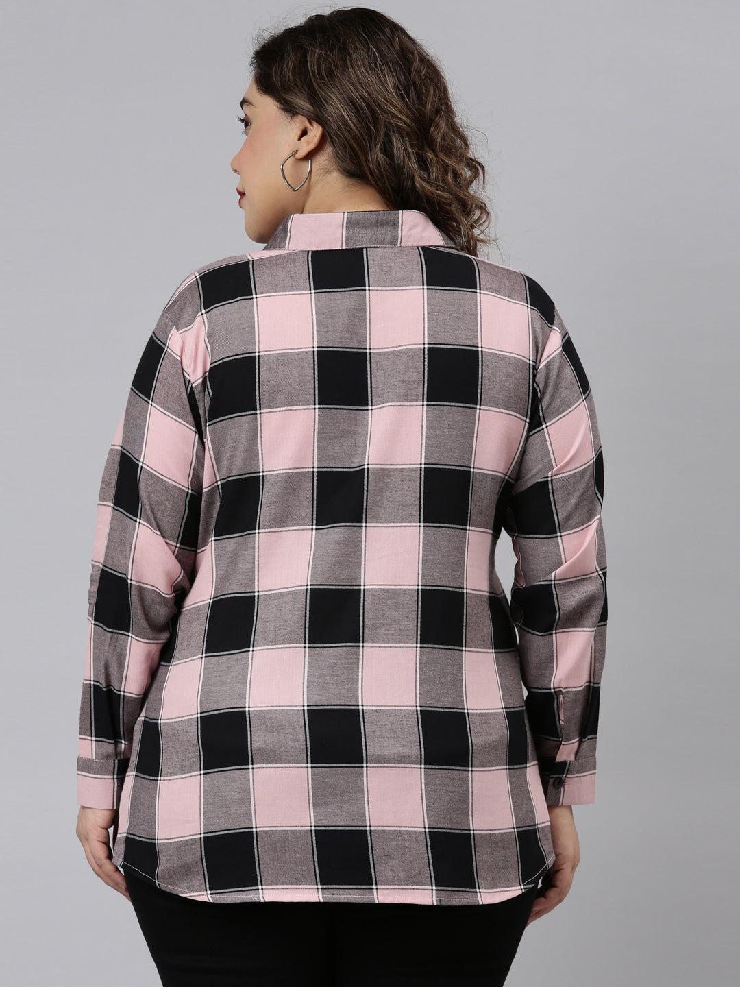 PINK AND BLACK CHECKED FULL SLEEVES SHIRT