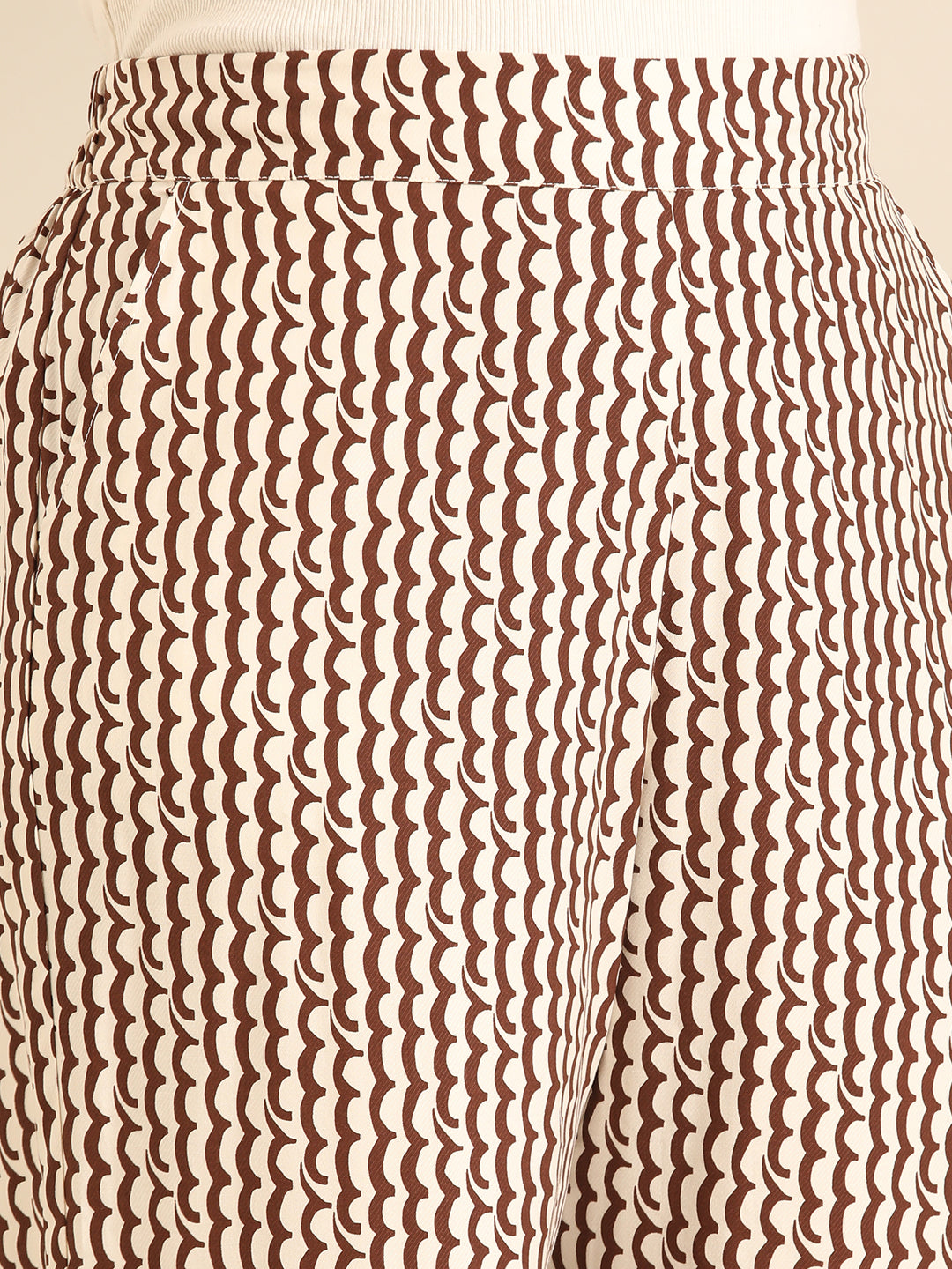 Brown Wave Print Palazzo
