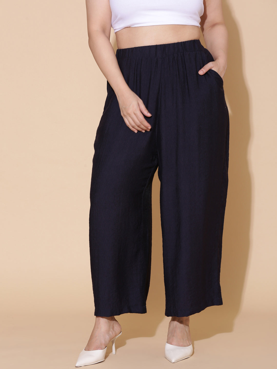 Navy Flared Palazzo