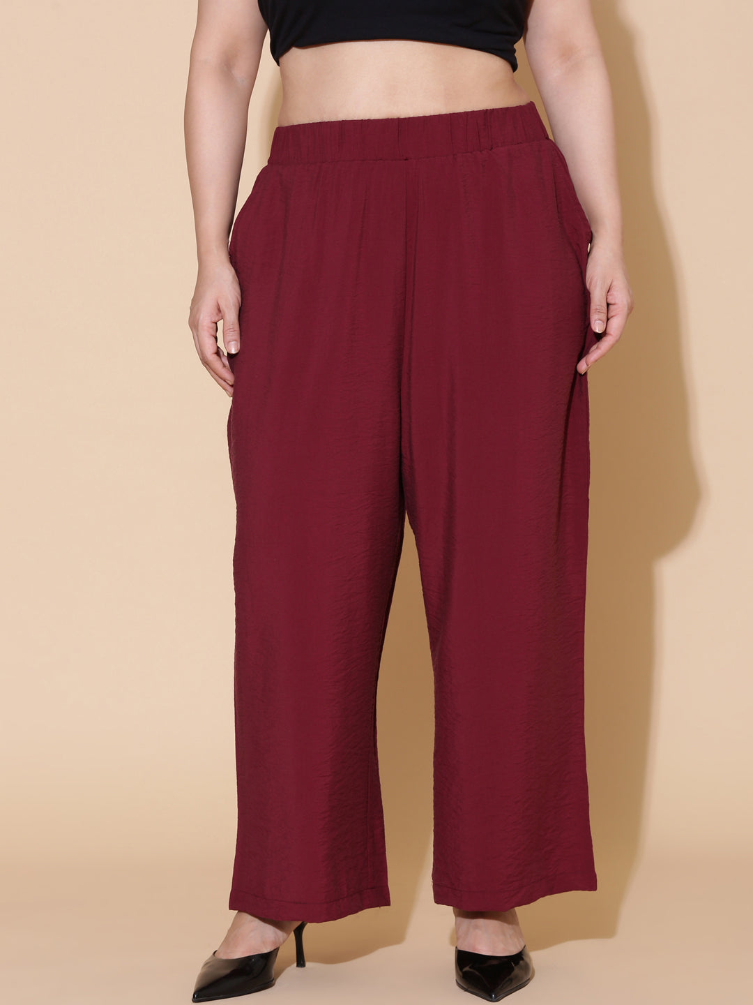 Maroon Flared Palazzo