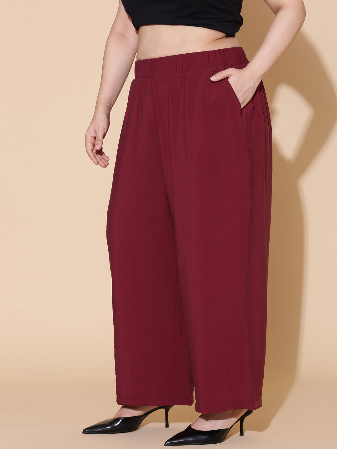 Maroon Flared Palazzo