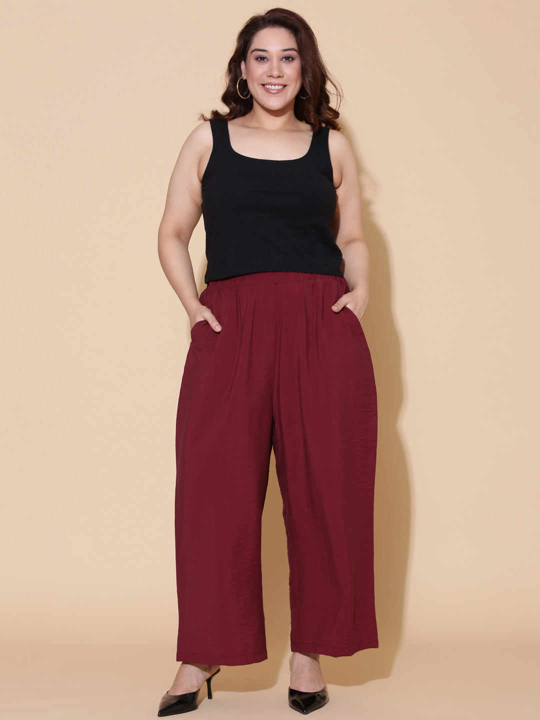 Maroon Flared Palazzo