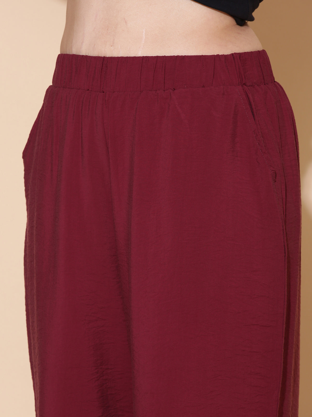 Maroon Flared Palazzo