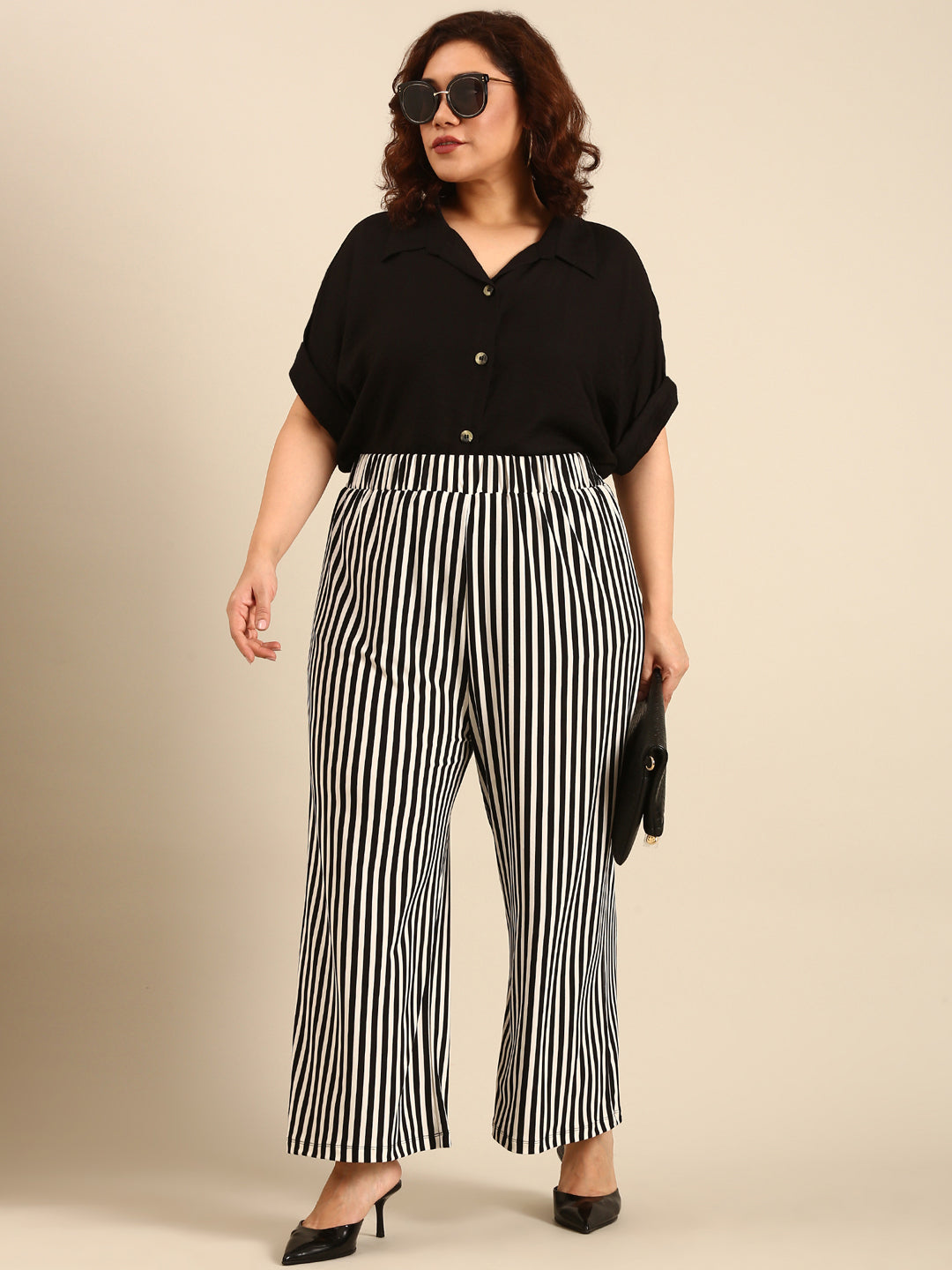 Black-White Striped Palazzo