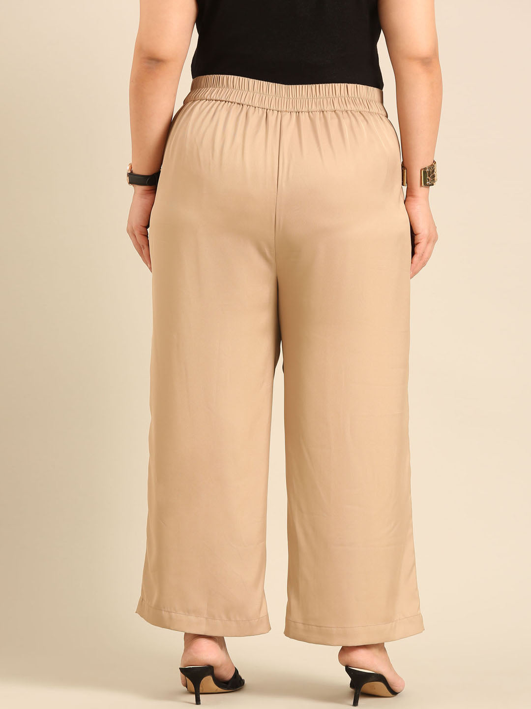 Plus Size Beige Korean Pants