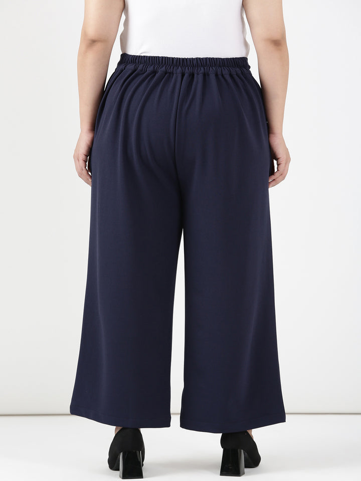 Navy Scuba Crepe Korean Pants