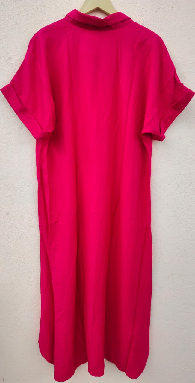 Pink Drop Shoulder Midi Dress