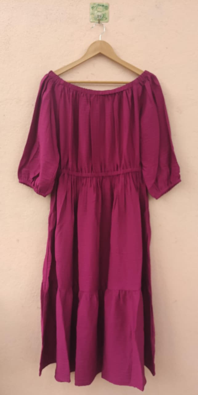 Pink Off-Shoulder Midi Dress