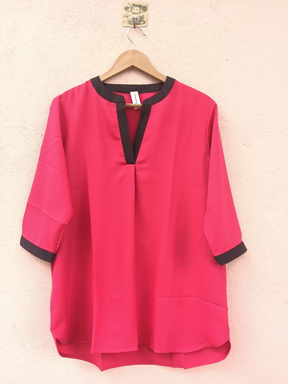 Pink Trim V-Neck Top