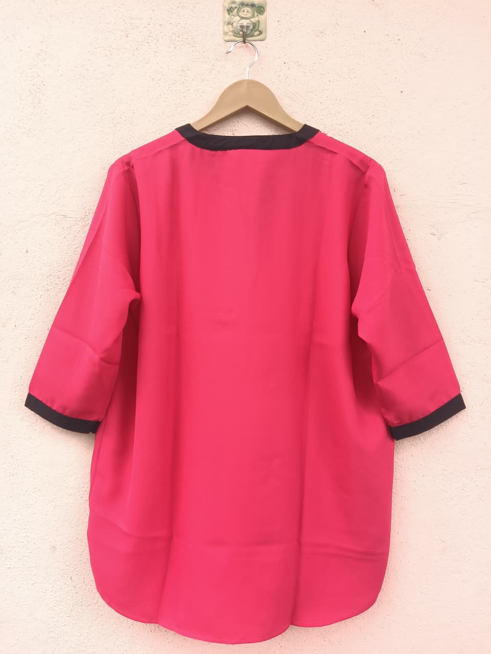 Pink Trim V-Neck Top