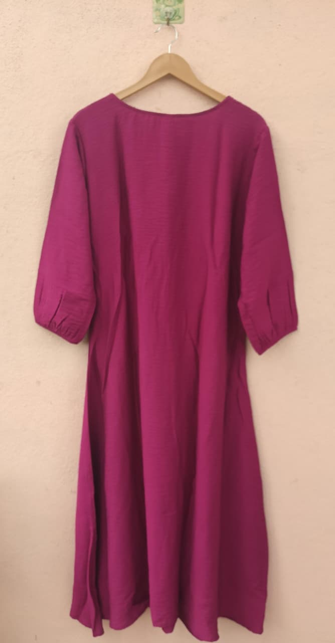 Pink V-Neck Midi Dress