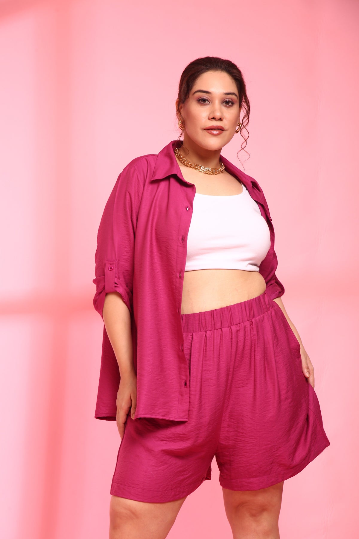 Pink Viscose Shorts