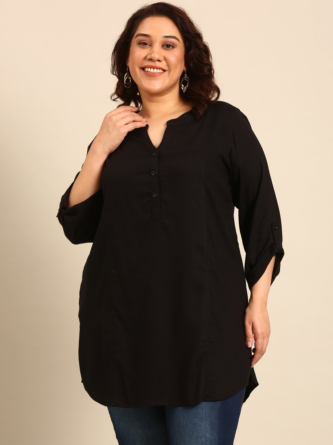 Plus-Size Black Tunic