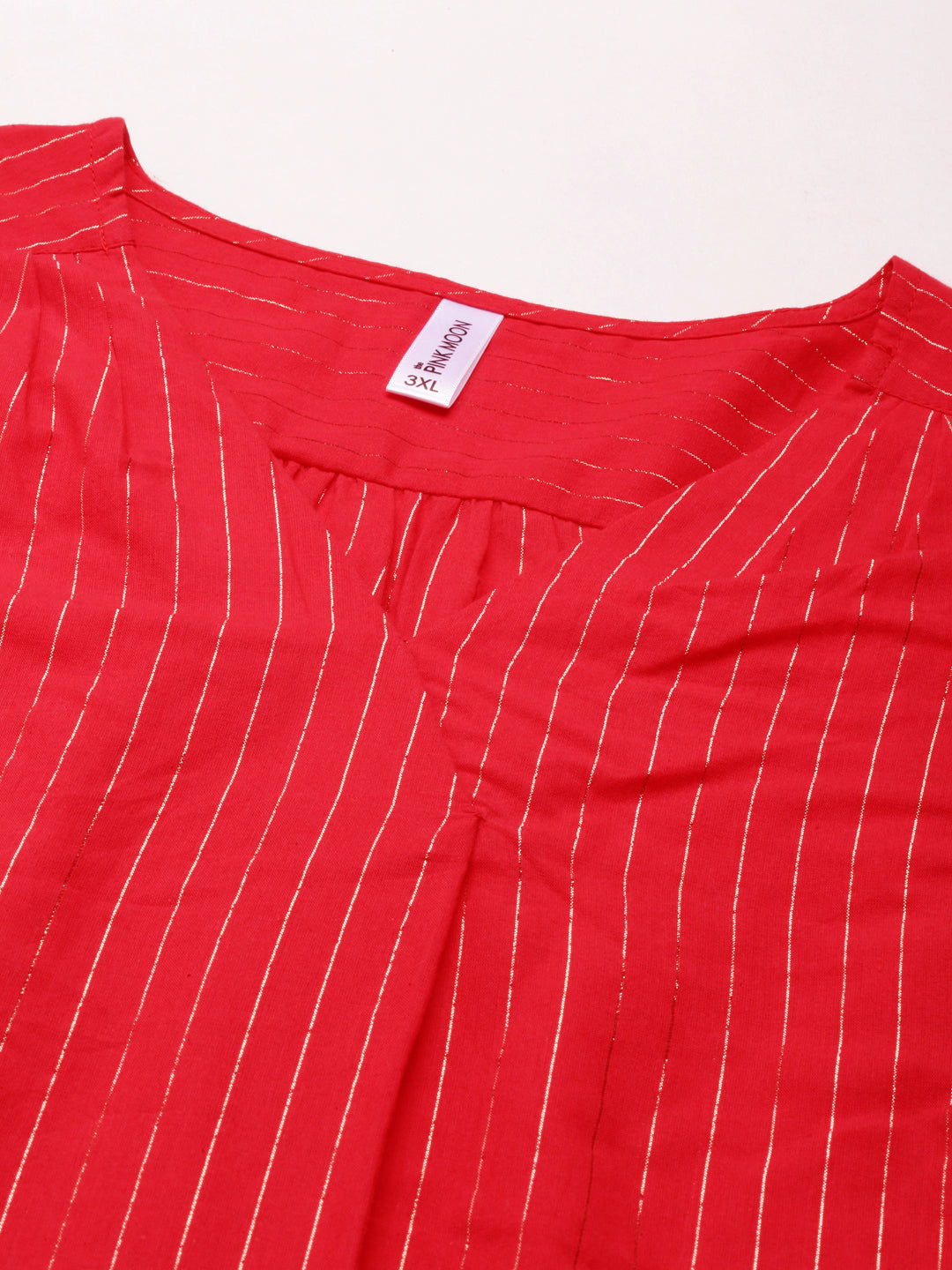 RED LUREX FRONT PLEAT TOP