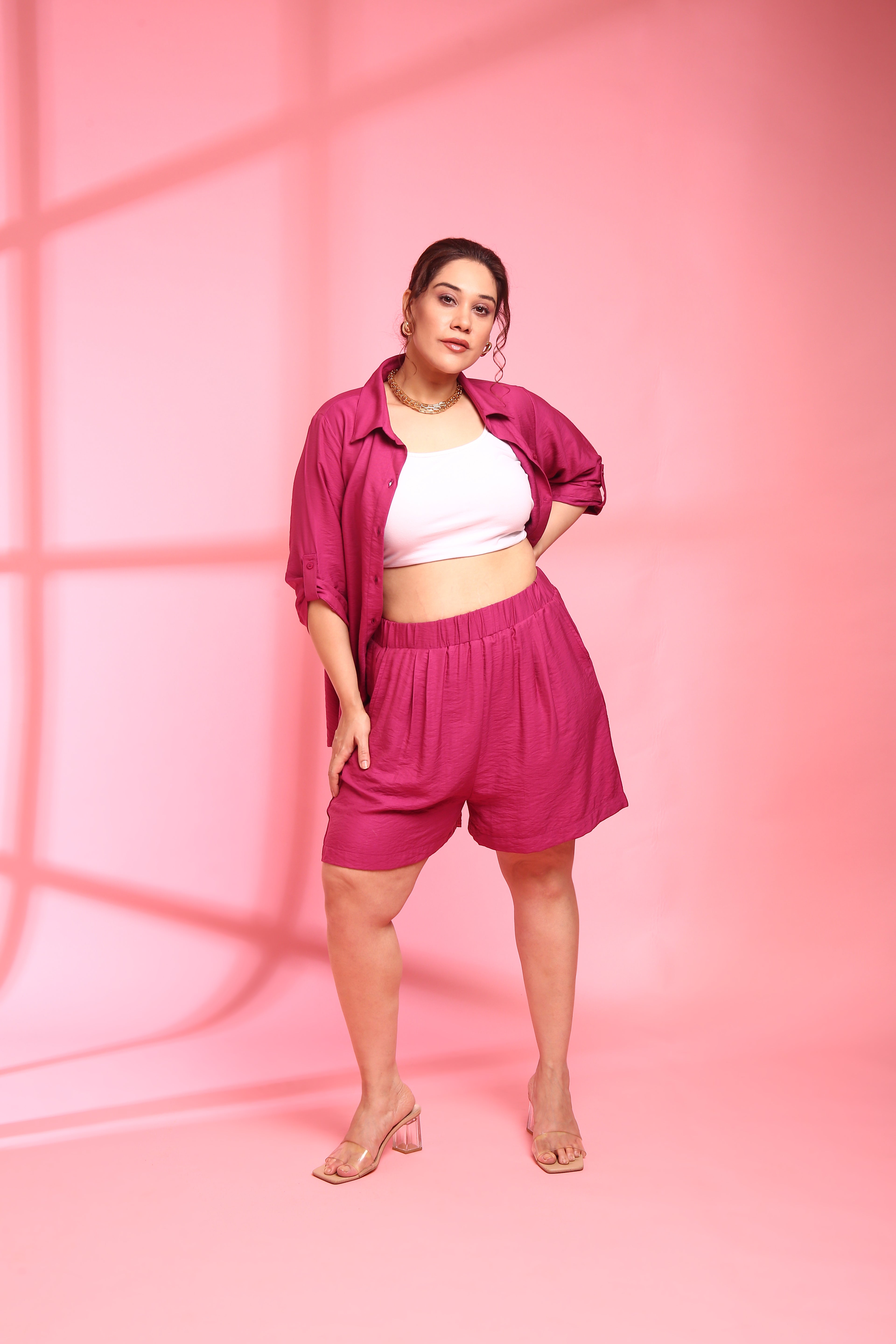 Rani Pink Shirt With Shorts Set (2 Piece)