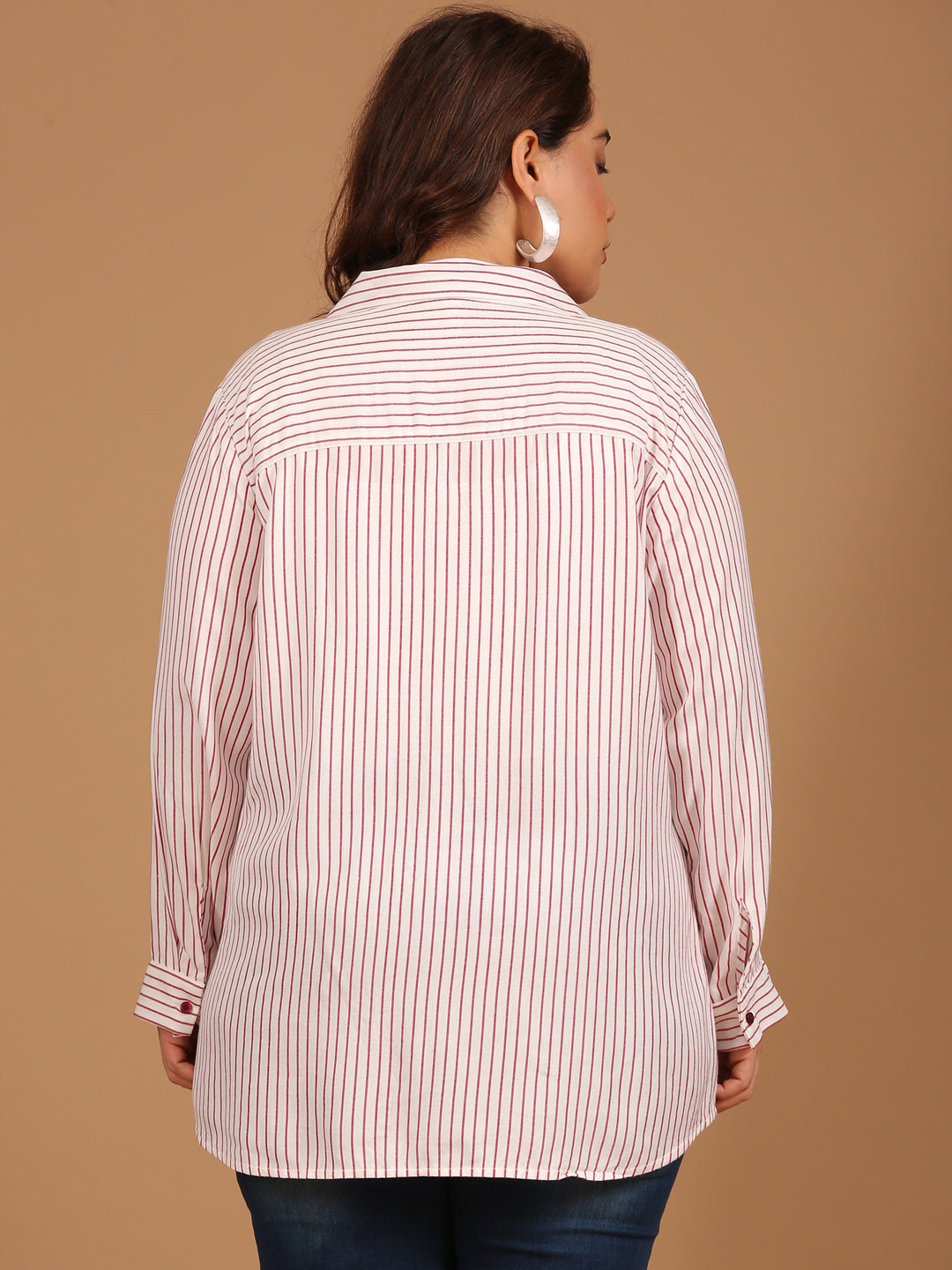 Red-White Striped Button-Down Shirt