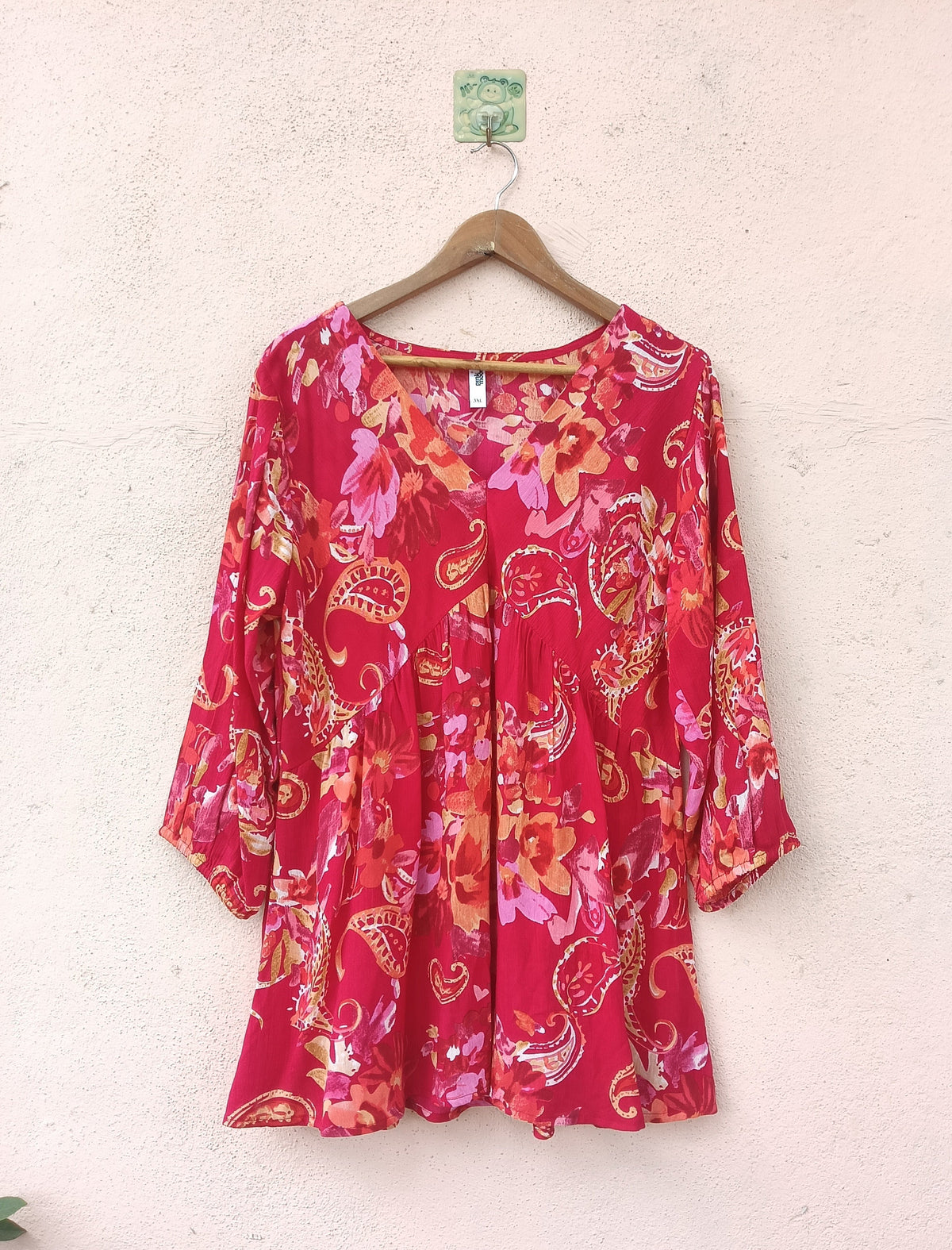 Red Floral Printed Flared Tunic