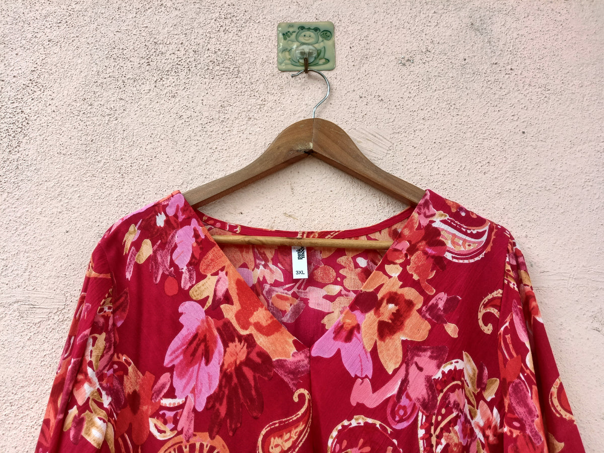 Red Floral Printed Flared Tunic