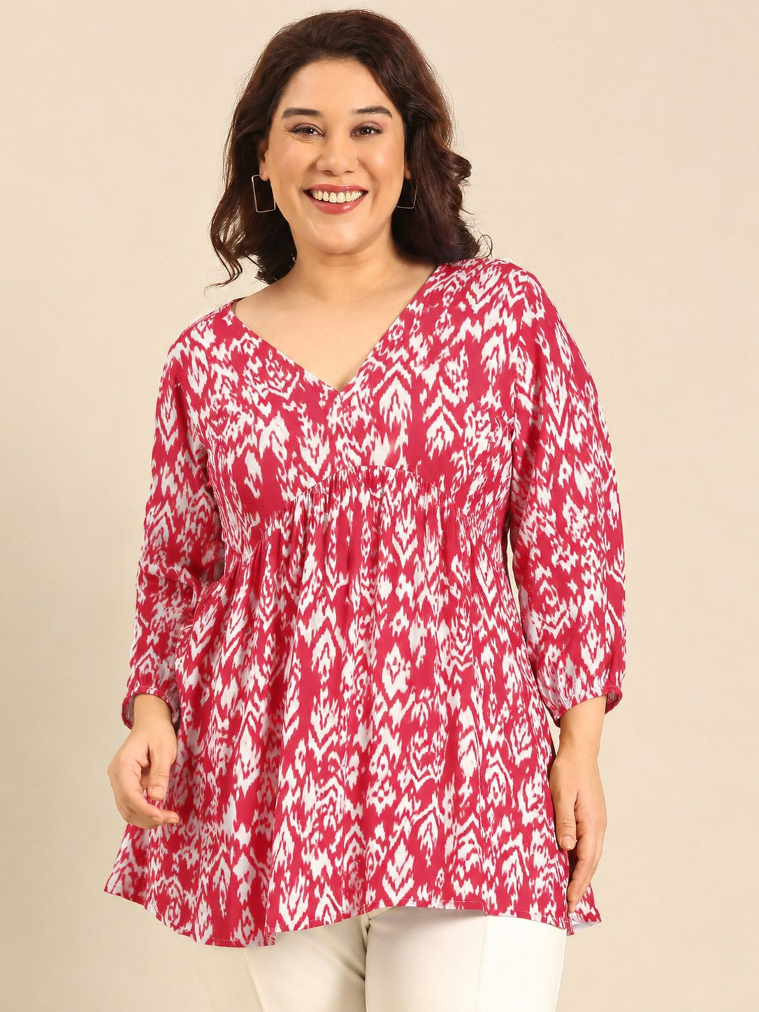 Red Ikkat Printed Tunic