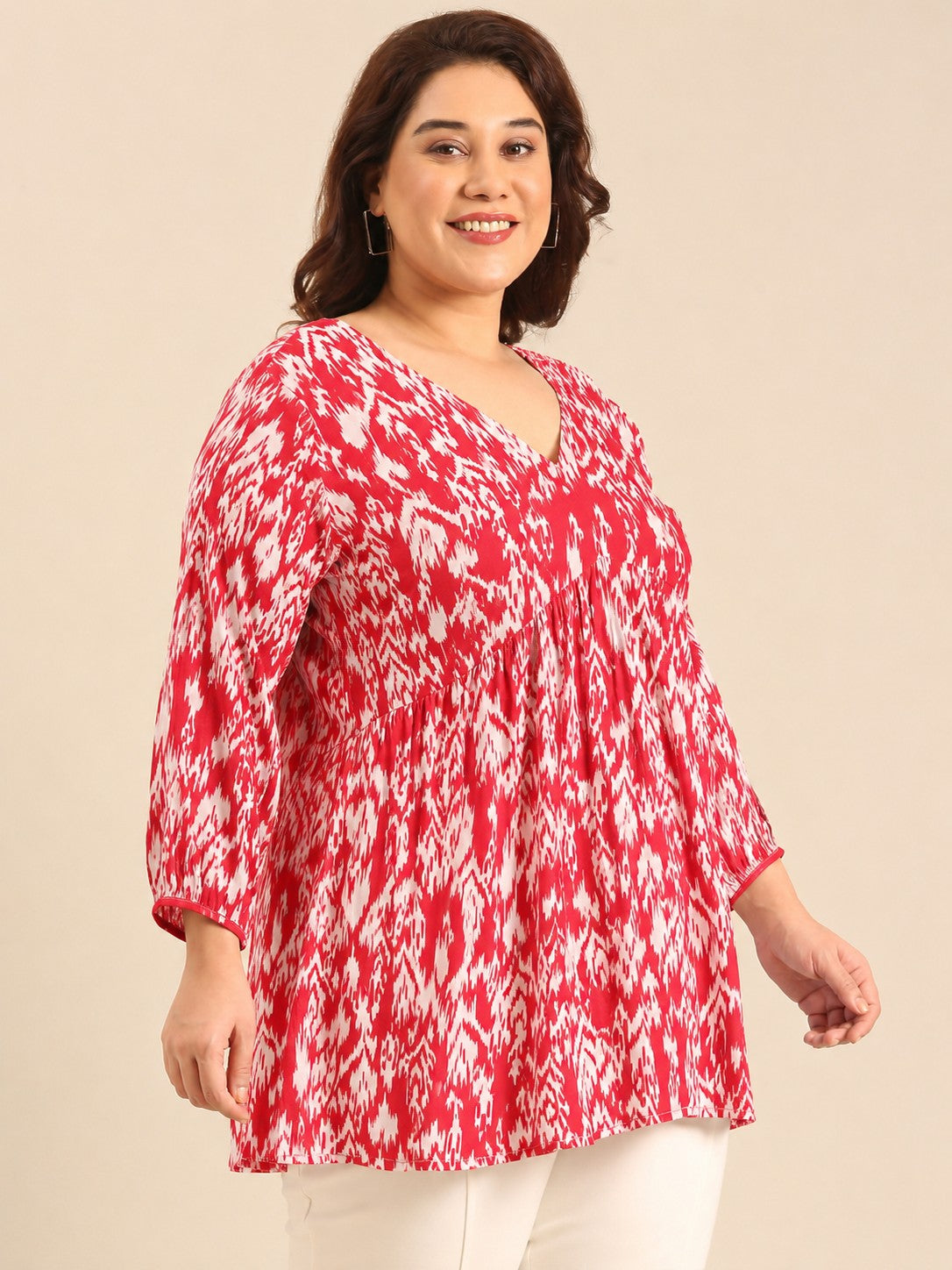 Red Ikkat Printed Tunic